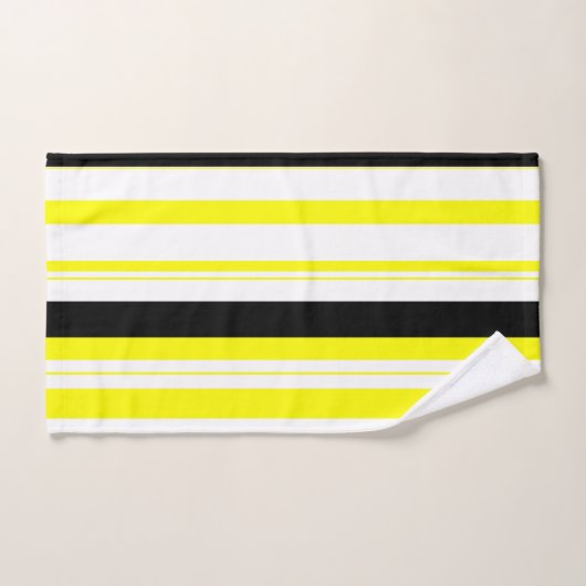 Schwarz-gelbe, weiße und graue Streifen Badhandtuch Set (Handtuch)
