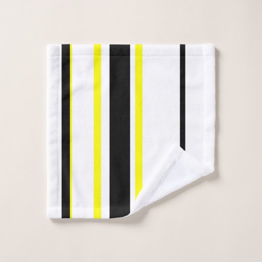 Schwarz-gelbe, weiße und graue Streifen Badhandtuch Set (Waschlappen)