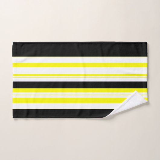 Schwarz-gelbe, weiße und graue Streifen Badhandtuch Set (Handtuch)