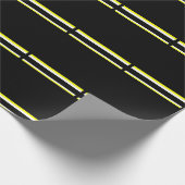 Schwarz-gelbe, weiße und graue Streifen Geschenkpapier (Ecke)