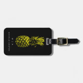 Schwarz-Gelber Ananas | Monogramm Custom Gepäckanhänger (Vorderseite horizontal)
