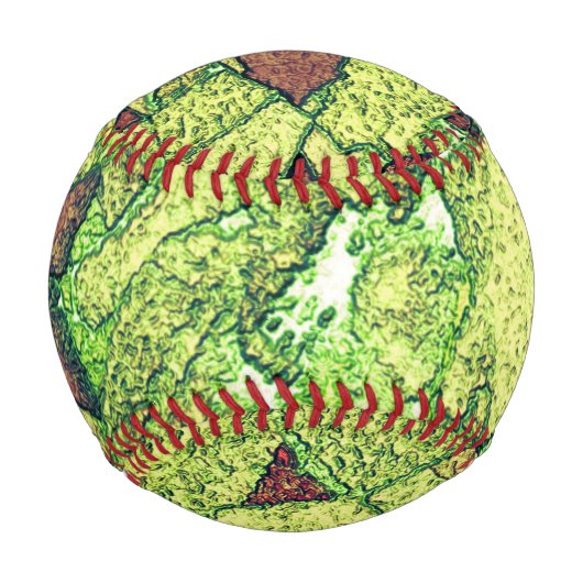 Schwarz-gelber bemalter Vulkangestein zeichnend Baseball (Rückseite)