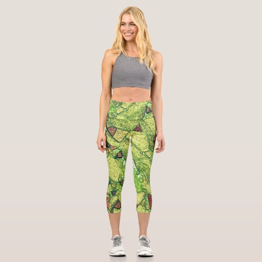 Schwarz-gelber bemalter Vulkangestein zeichnend Capri Leggings (Vorderseite)