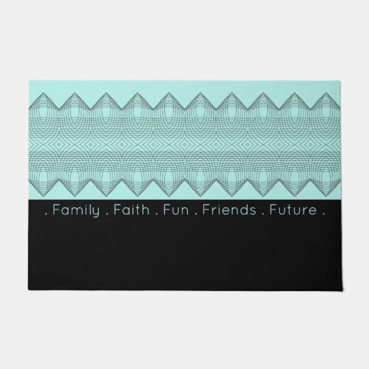 Schwarz Gemustert mit leuchtend türkisfarbenem Fußmatte (Vorderseite)