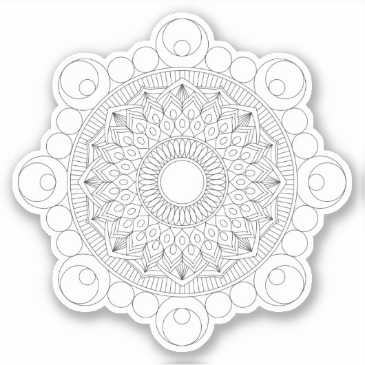 Schwarz Geometric Mandala v2 Sticker (Vorderseite)