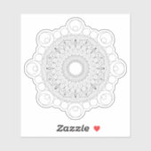 Schwarz Geometric Mandala v2 Sticker (Blatt)