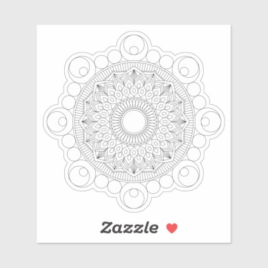 Schwarz Geometric Mandala v2 Sticker (Blatt)