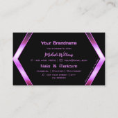 Schwarz geometrisch rosa Lila Shimmer Visitenkarte (Rückseite)