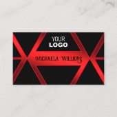 Schwarz geometrisch schimmerrot mit Coolem Logo Visitenkarte (Vorderseite)