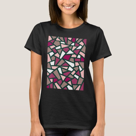 Schwarz Geometrische Abstrakte Muster Rose Rosa We T-Shirt (Vorderseite)