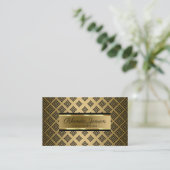 Schwarz geometrische Formen Gold Hintergrund Visitenkarte (Stehend Vorderseite)