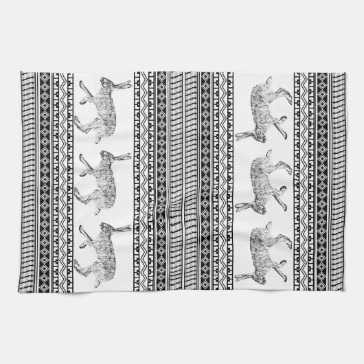 Schwarz Geometrische Muster im Südwesten des Jacke Geschirrtuch (Horizontal)