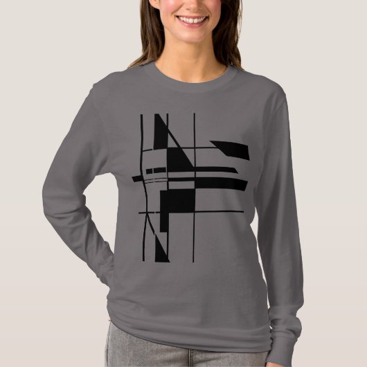 Schwarz Geometrisches Gameboard MCM Abstrakte Kuns T-Shirt (Vorderseite)