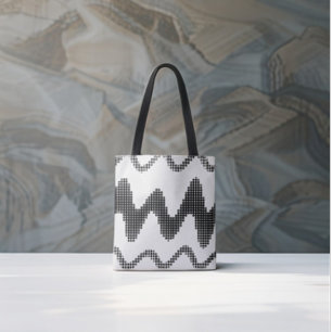 Schwarz gepunktete Zigzag-Wellen auf Weiß Tasche