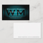 Schwarz/Gerahmt-Blau-Monogramm - Visitenkarte (Vorne/Hinten)