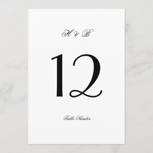 Schwarz-Gerahmt-Weiß-Formblatt 5 x 7 Tischnummern (Rückseite)