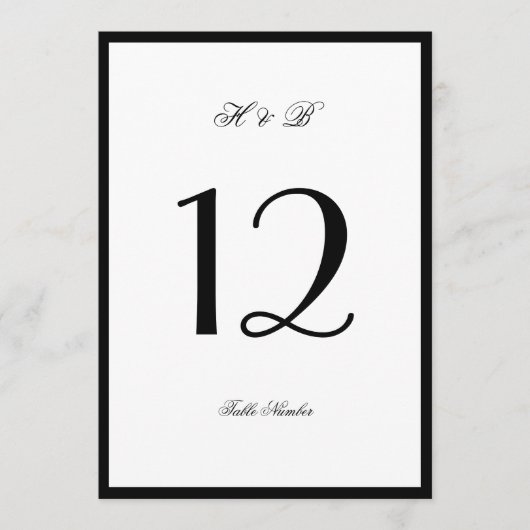 Schwarz-Gerahmt-Weiß-Formblatt 5 x 7 Tischnummern (Vorderseite)