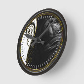 Schwarz, Gerahmt, weißer Marmor, grafisch Runde Wanduhr (Winkel)