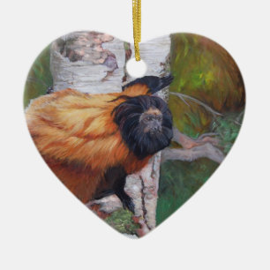 Schwarz-gesichtiger LöweTamarin Keramik Ornament