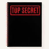 Schwarz gestempeltes Top Secret Notebook Notizblock (Vorderseite)