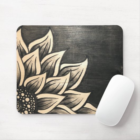 Schwarz gestrichene Sonnenblumenmousepad Mousepad (Mit Mouse)