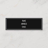 Schwarz getrimmte Fotovorlage Mini Visitenkarte (Rückseite)