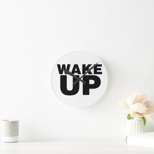 Schwarz Geweckt Runde Wanduhr (Zuhause)