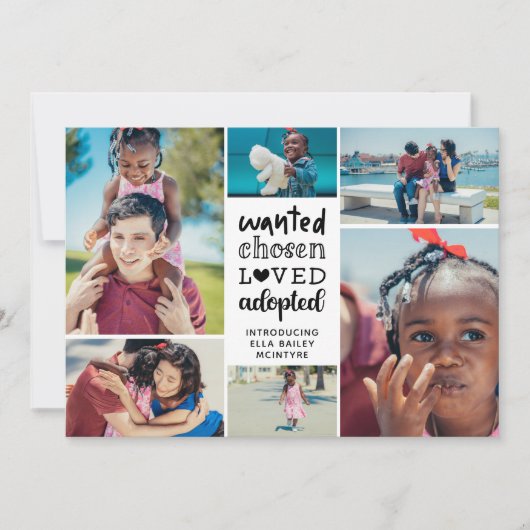 Schwarz Gewollt ausgewählt Adoptiert FotoCollage Ankündigung (Vorderseite)