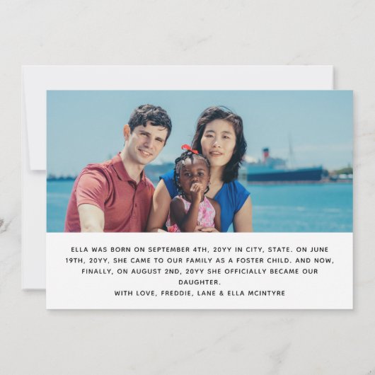 Schwarz Gewollt ausgewählt Adoptiert FotoCollage Ankündigung (Rückseite)