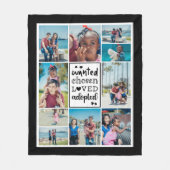 Schwarz Gewollt ausgewählt Adoptiert FotoCollage Fleecedecke (Vorderseite)