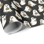 Schwarz | Ghost & Pumpkin Geschenkpapier (Rolleneckpunkt)