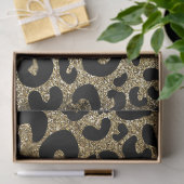 Schwarz & Glitzer Gold Leopard Tierdruckmuster Seidenpapier (Geschenk)