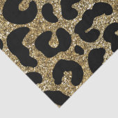 Schwarz & Glitzer Gold Leopard Tierdruckmuster Seidenpapier (Detail)