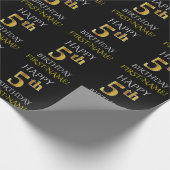 Schwarz, "GLÜCKLICH 5. BIRTHDAY" - Packpapier (Ecke)