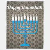schwarz glücklicher hanukkah fleecedecke (Vorderseite)