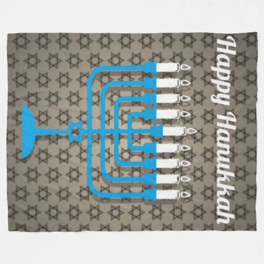 schwarz glücklicher hanukkah fleecedecke (Vorderseite (Horizontal))