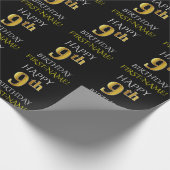 Schwarz, "GLÜCKLICHES 9. BIRTHDAY" Papier Geschenkpapier (Ecke)