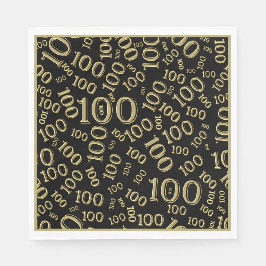 Schwarz/Gold 100 Zufallszahlenmuster Serviette (Vorderseite)