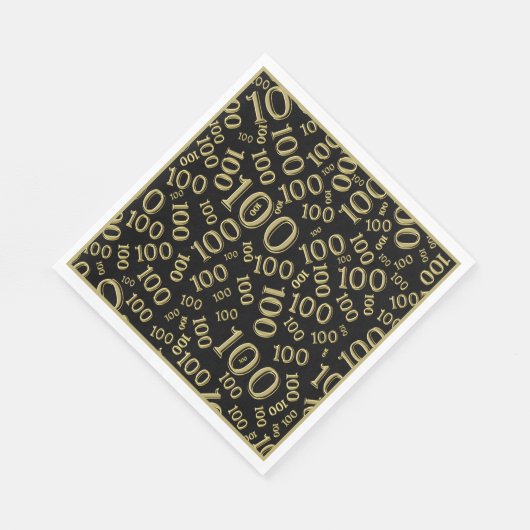 Schwarz/Gold 100 Zufallszahlenmuster Serviette (Ecke)