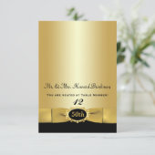 Schwarz, Gold 50. Jubiläum Faltung Platzkarte (Stehend Vorderseite)