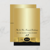 Schwarz, Gold 50. Jubiläum Faltung Platzkarte (Vorne/Hinten)