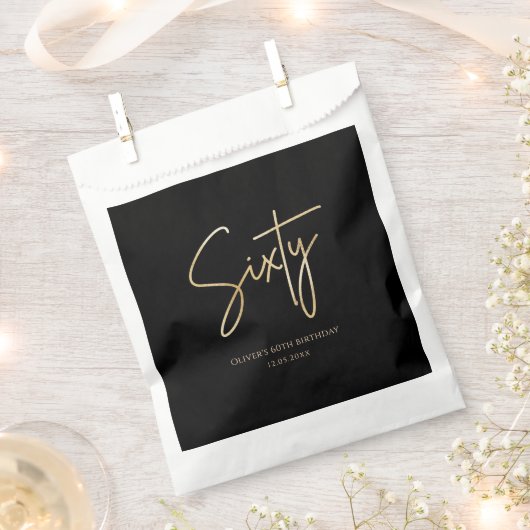 Schwarz & Gold 60. Geburtstagsfeier Geschenktütchen (Ausgeschnitten)