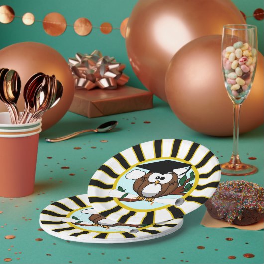 Schwarz-Gold-Abschluss der Eule-Schule Pappteller (Multi)