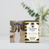 Schwarz-Gold-Abschluss Einladung mit Foto (Stehend Vorderseite)