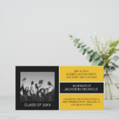 Schwarz-Gold-Abschluss-Foto-Karten (Stehend Vorderseite)