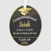 Schwarz-Gold-Abschluss-Klasse 2025 Ornament (Vorderseite)
