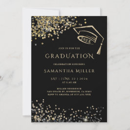 Schwarz-Gold-Abschluss-Vorlage Einladung