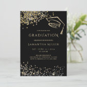 Schwarz-Gold-Abschluss-Vorlage Einladung (Stehend Vorderseite)