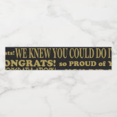 Schwarz-Gold-Abschluss Wasserflaschenetikett (Einzelnes Label)