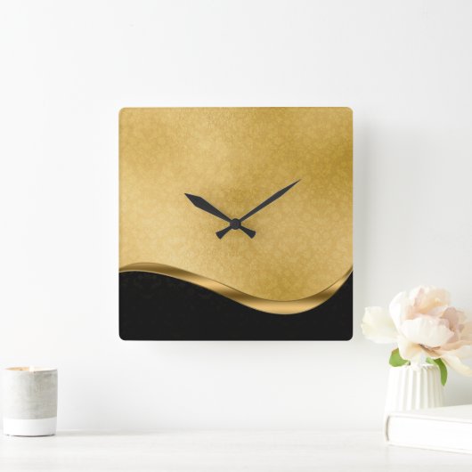 Schwarz-Gold-Acrylwand-Uhr Quadratische Wanduhr (Zuhause)